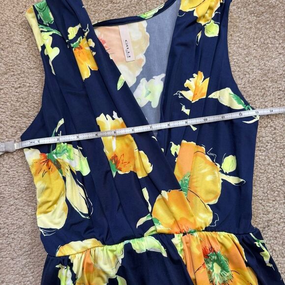Modcloth Gilli navy blue and golden floral sleeveless midi dress, size small - Picture 7 of 9